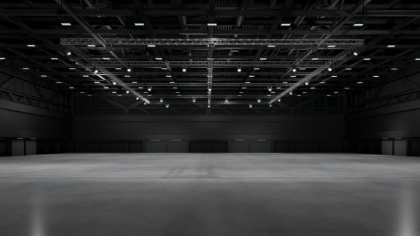 空的展览中心与桁架。展台的背景。3 d渲染。图片下载