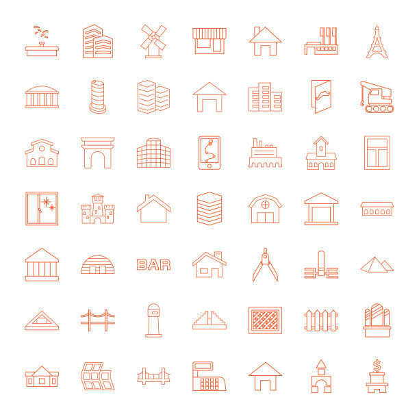 49建筑图标图片下载