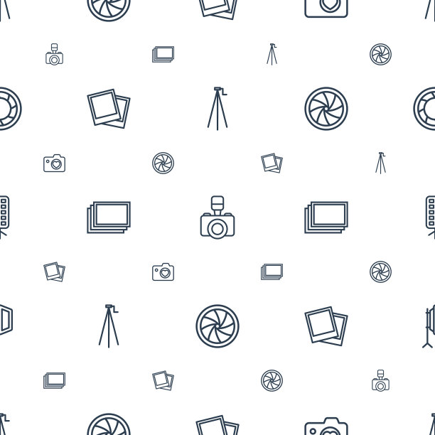 摄影图标图案无缝白色图片下载