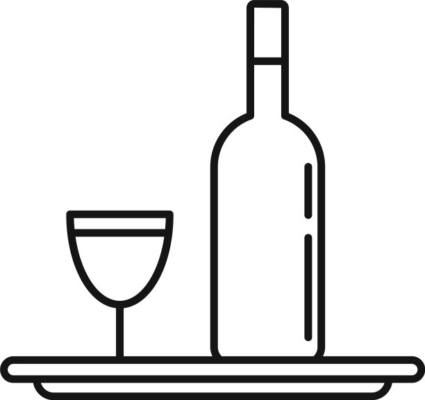 侍酒师的酒瓶托盘图标轮廓风格图片下载