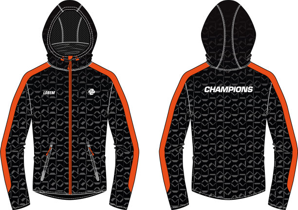 长袖运动帽衫夹克设计模板图片下载