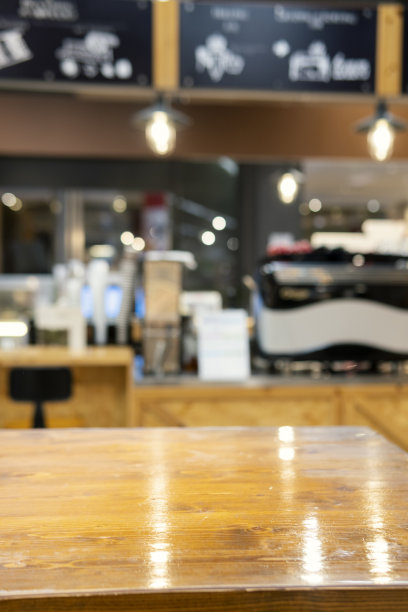 咖啡馆里空桌子的特写图片下载