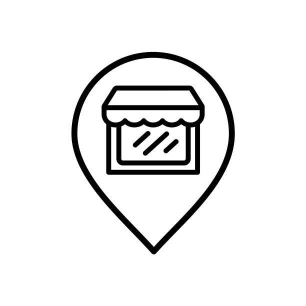 超市商店前面的大头针地图图标图片下载