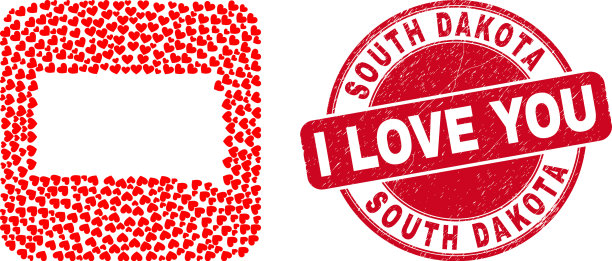 爱水印邮票和南达科他州地图图片下载