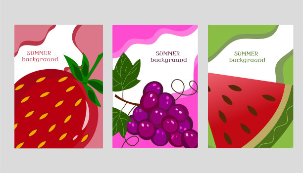 草莓、西瓜和葡萄上有摘要图片下载