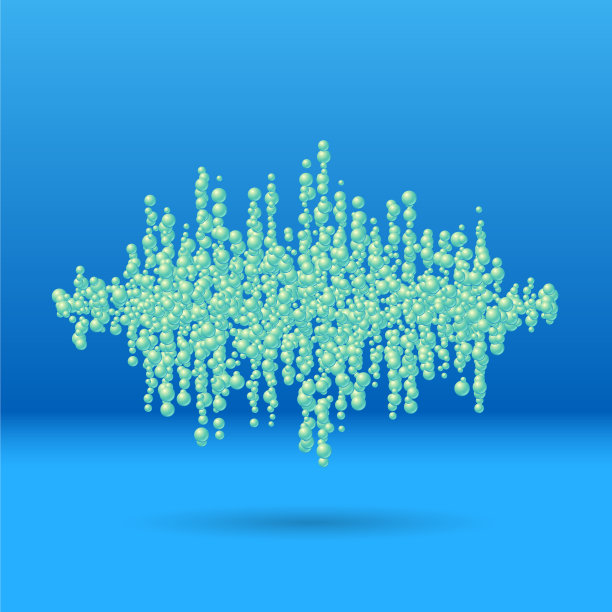 声音波形产生分散的球图片下载