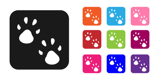 黑色爪印图标孤立在白色背景图片下载