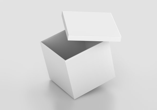 白色方形盒子模型，空白纸硬纸板容器，3d渲染孤立的光背景图片下载