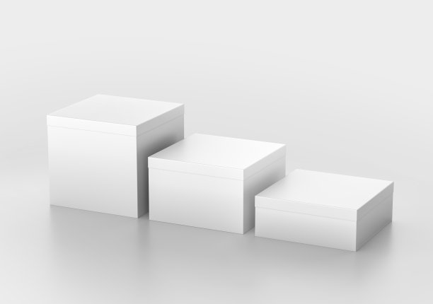白色方形盒子模型，空白纸硬纸板容器，3d渲染孤立的光背景图片下载