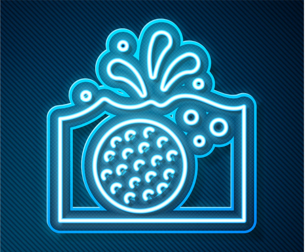 霓虹灯线高尔夫球在水图标孤立图片下载