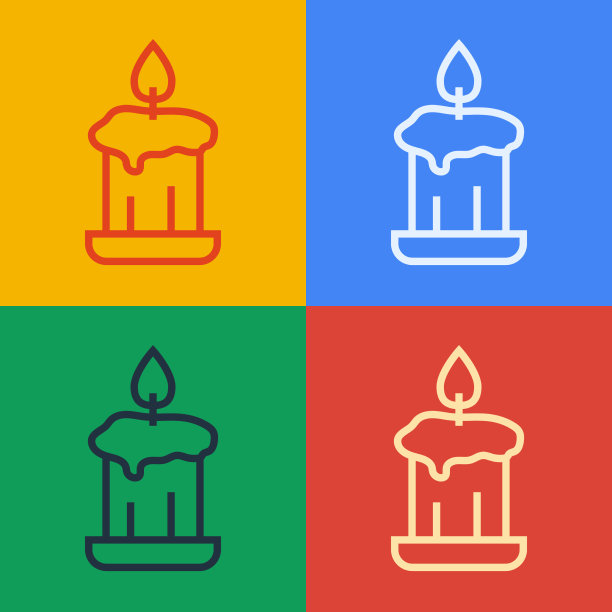 流行艺术线燃烧蜡烛在烛台图标图片下载