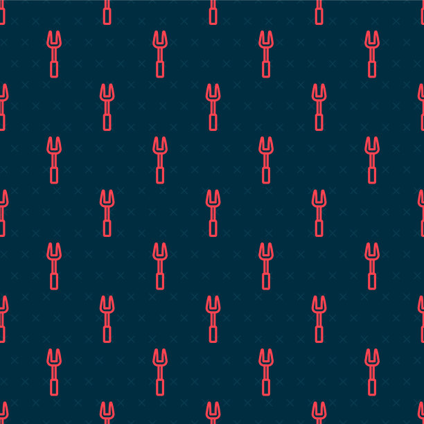 红色线烧烤叉图标隔离无缝图片下载