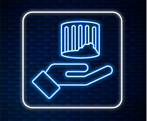 发光的霓虹线古柱图标孤立上图片下载