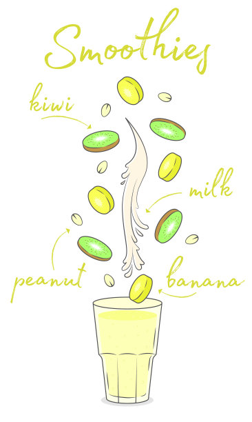 菜单冰沙水果鲜亮香蕉猕猴桃图片下载