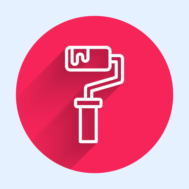 白线漆滚筒刷与图标隔离图片下载