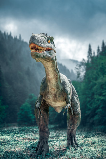 恐龙在丛林里。图片下载