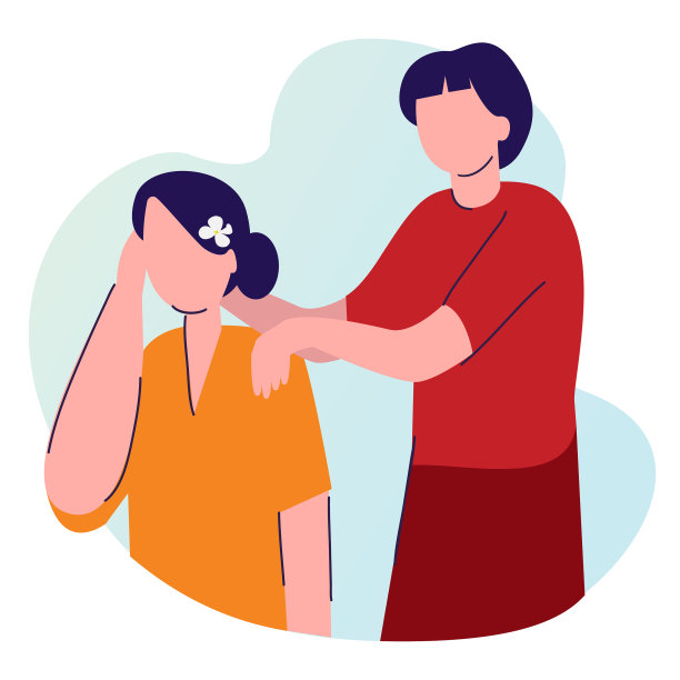 男人抱着按摩女人的肩膀用卡通平图片下载