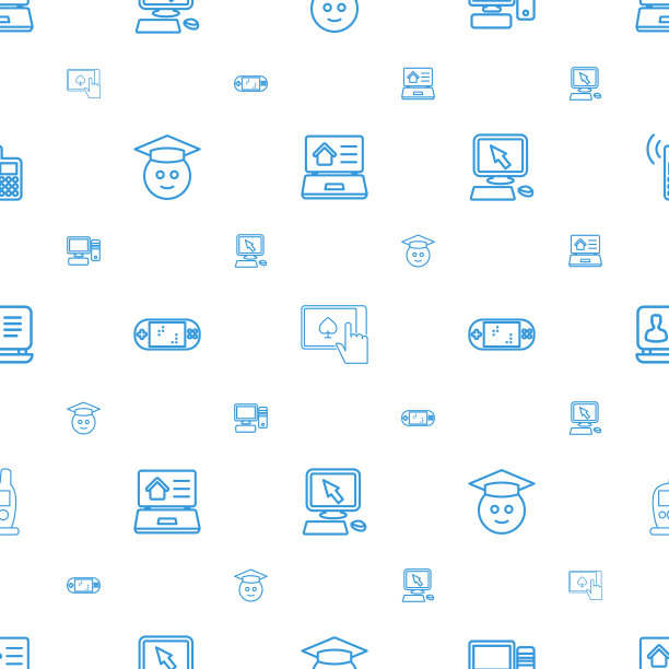 屏幕图标图案无缝白色背景图片下载