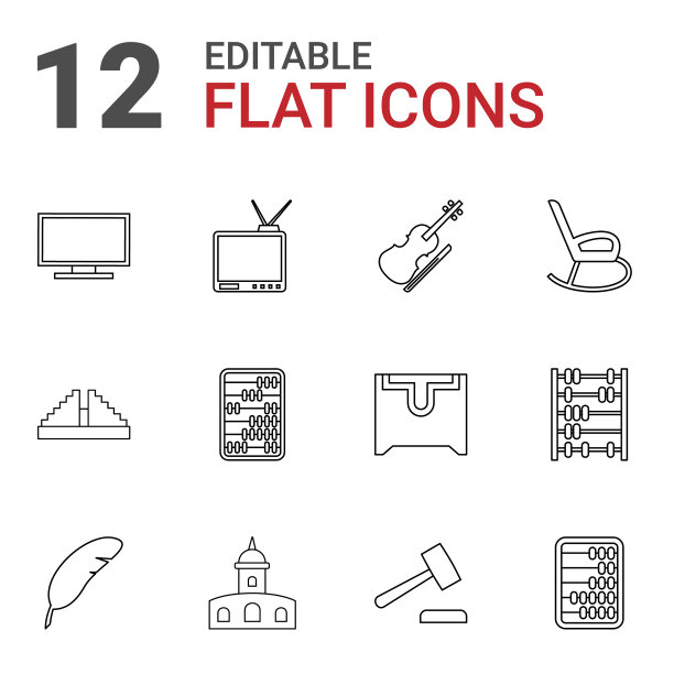 12个古董图标图片下载