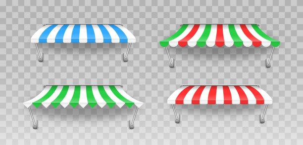 户外遮阳篷，咖啡厅、商店橱窗。图片下载