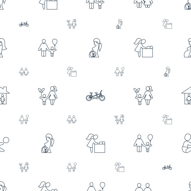 母亲图标模式无缝白色背景图片下载