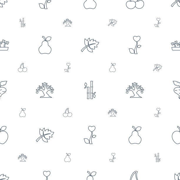 叶子图标图案无缝白色背景图片下载