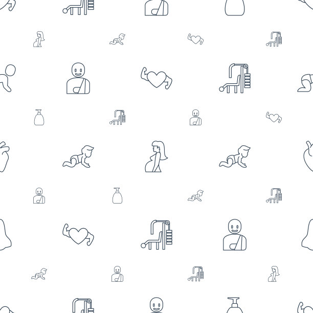 身体图标模式无缝白色背景图片下载