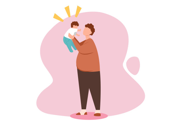 父亲和孩子在室内玩耍-插图图片下载