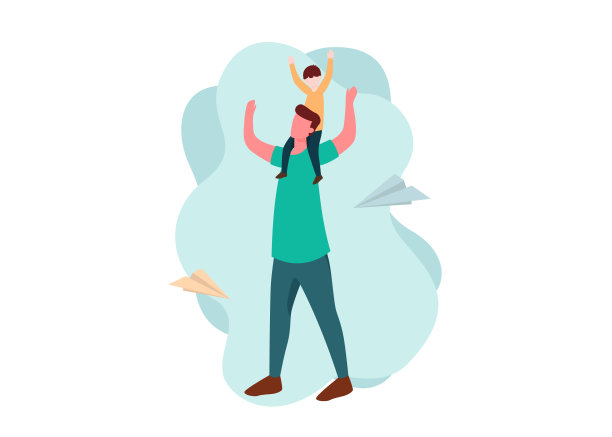 父亲和儿子在户外散步-插图图片下载