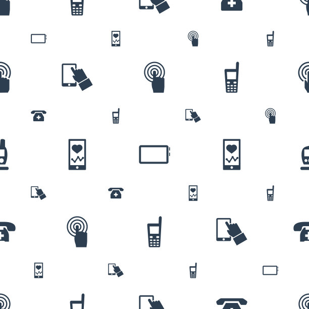 智能手机图标模式无缝白色背景图片下载