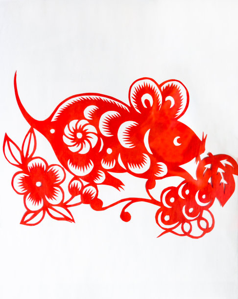 中国传统剪纸、老鼠、生肖符号图片下载