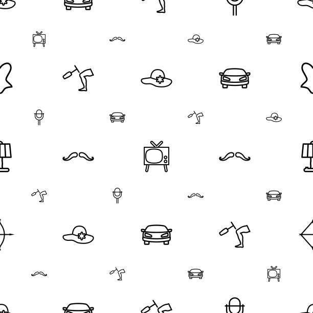 复古图标图案无缝白色背景图片下载