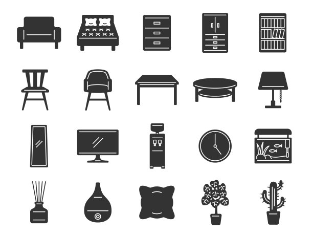 室内的图标集。图片下载