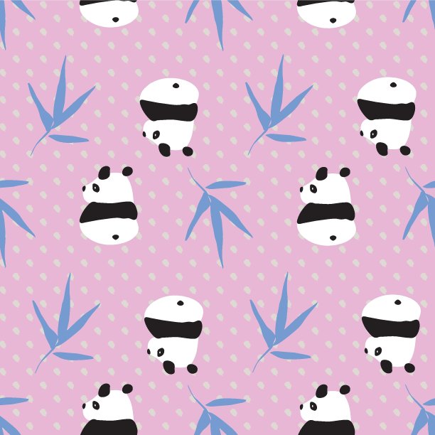 熊猫竹无缝图案图片下载