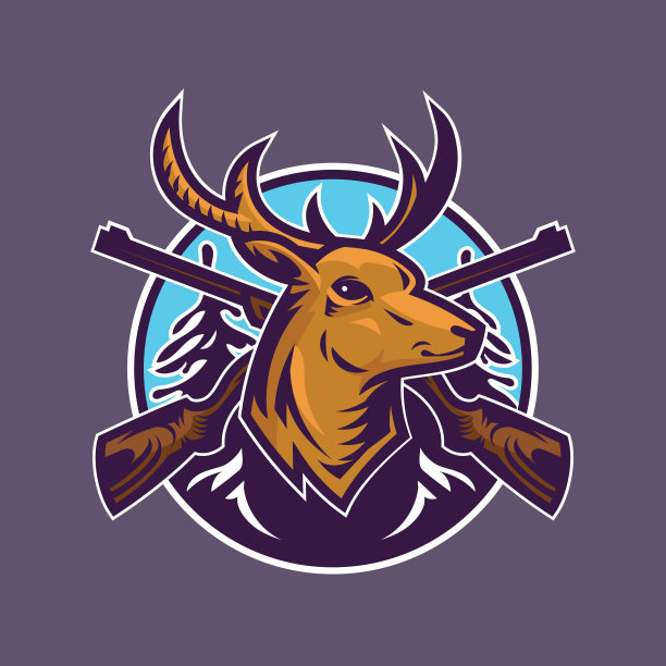 带着步枪的鹿头。图片下载