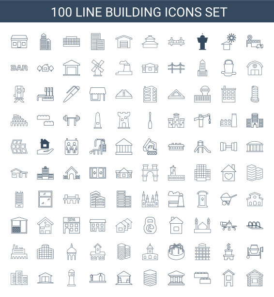 100年建筑图标图片下载