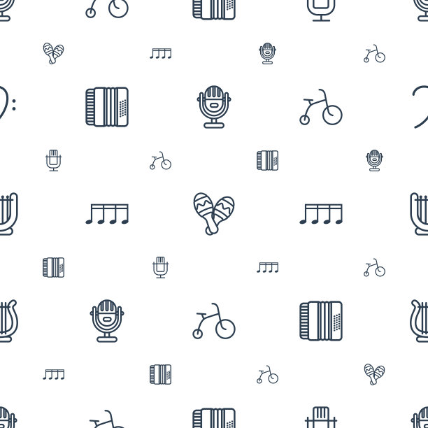 音乐图标图案无缝白色背景图片下载