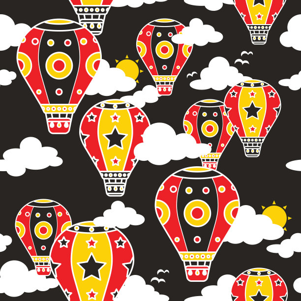 彩色图形的热气球在遨游图片下载