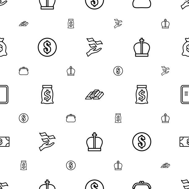 财富图标图案无缝白色背景图片下载