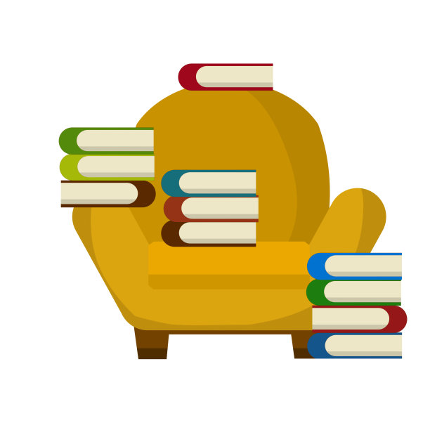 椅子，桌子和书。一个舒适的房间里的家具。棕色的扶手椅。软的座位。阅读和放松的地方。卡通平面插图。图片下载