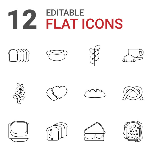 12个面包图标图片下载