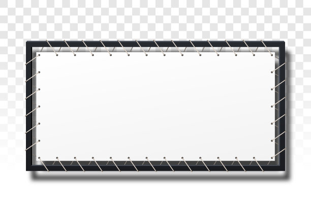 广告牌模板。白色拉伸广告横幅模型在金属框架与空白的复制空间上透明的背景。矢量图图片下载