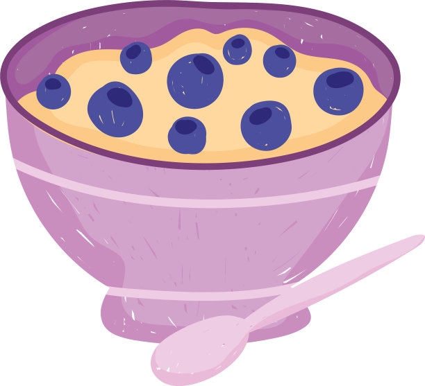 健康食品麦片与水果平面图标风格图片下载