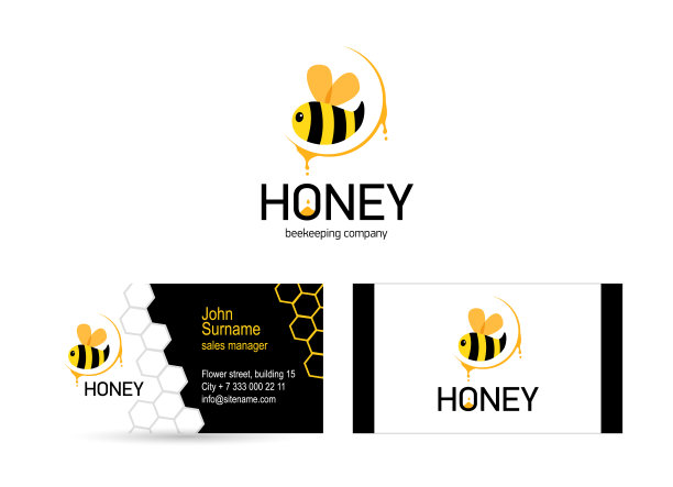 快乐蜂。抽象创意名片模板。图片下载