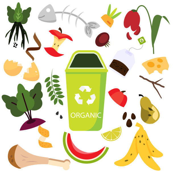 垃圾分类。有机垃圾。食物垃圾图标。图片下载