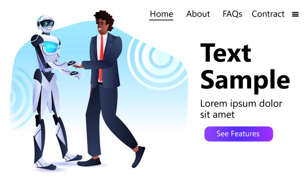 商人和机器人在会议中握手协议合作概念人工智能技术图片下载