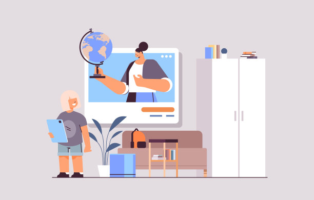 女生在网页浏览器窗口与老师讨论视频通话自我隔离在线交流图片下载