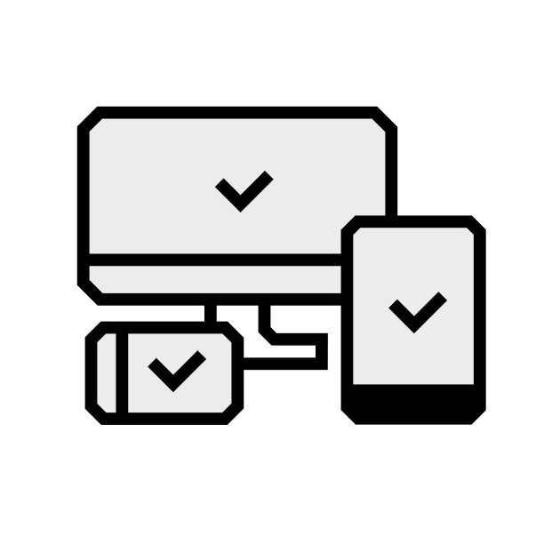 轮廓灰色现代科技图标。显示器、平板电脑、智能手机。向量。时髦的裁剪现代风格。图像被孤立在白色背景上。图片下载