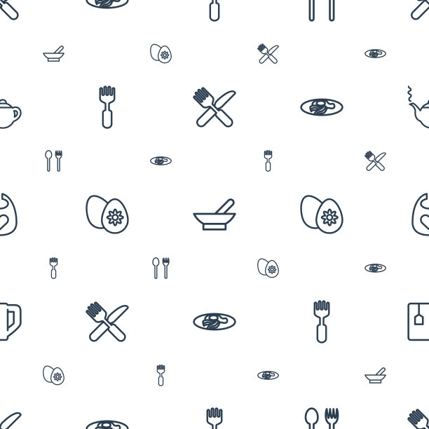 早餐图标图案无缝白色背景图片下载