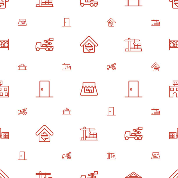 白色无缝建筑图标图案图片下载